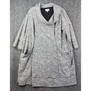 Signature Robbie Bee Tunic Dress Women 2X Black White Tweed Cowl Neck RB61757BW